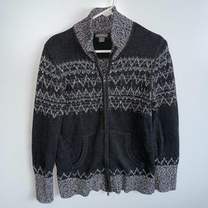 Eddie Bauer Fair Isle Cotton Two‎ Way Zip Front Sweater Size M